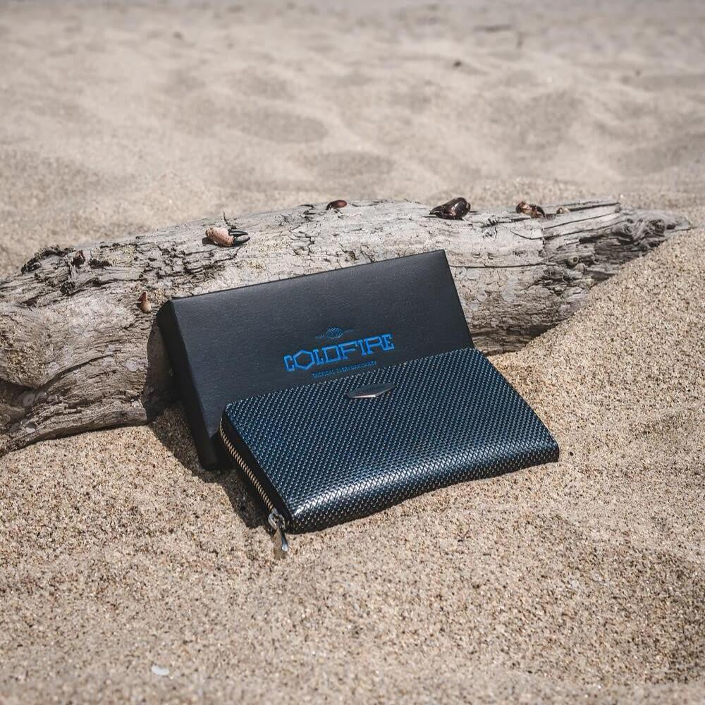 TE - Accordion Zip Around RFID Wallet for Women (Blue) - COLDFIRE