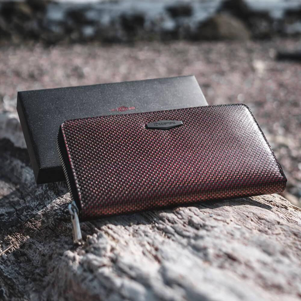 TE - Accordion Zip Around RFID Wallet for Women (Red) - COLDFIRE