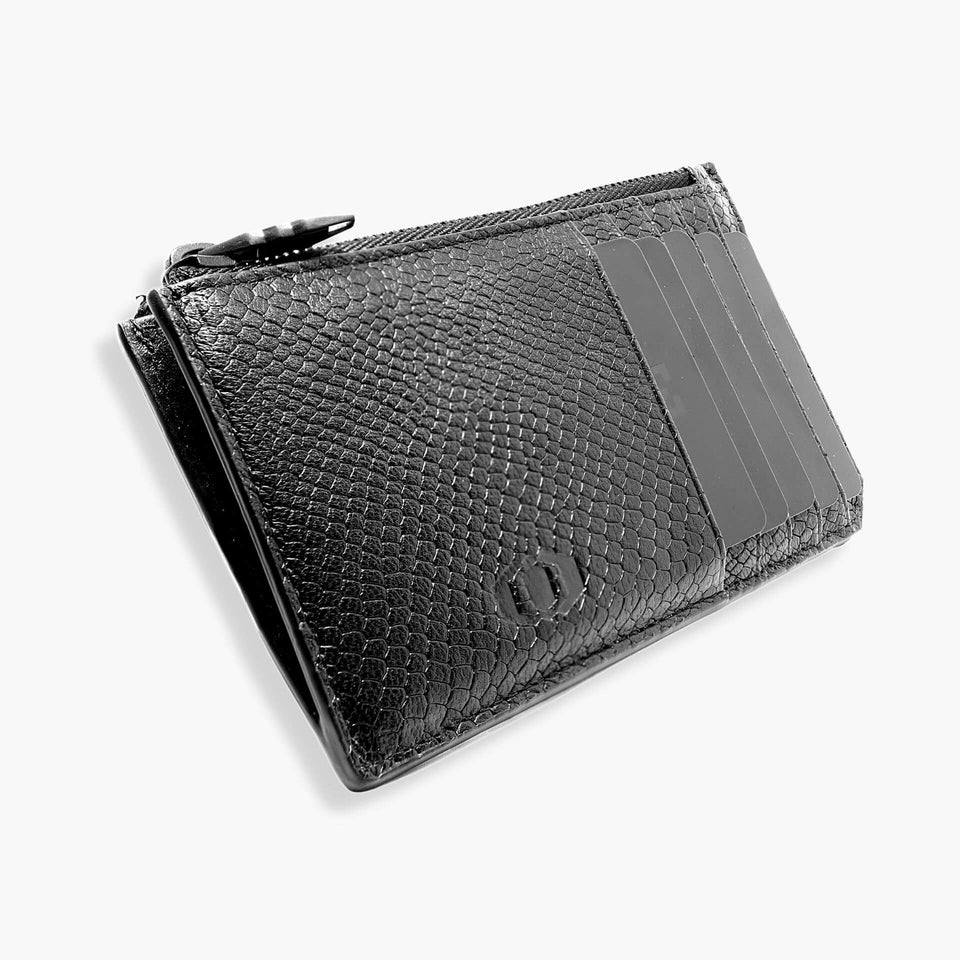 SNAKE EYE - Slim Leather Card Holder 10cc with Zip - COLDFIRE