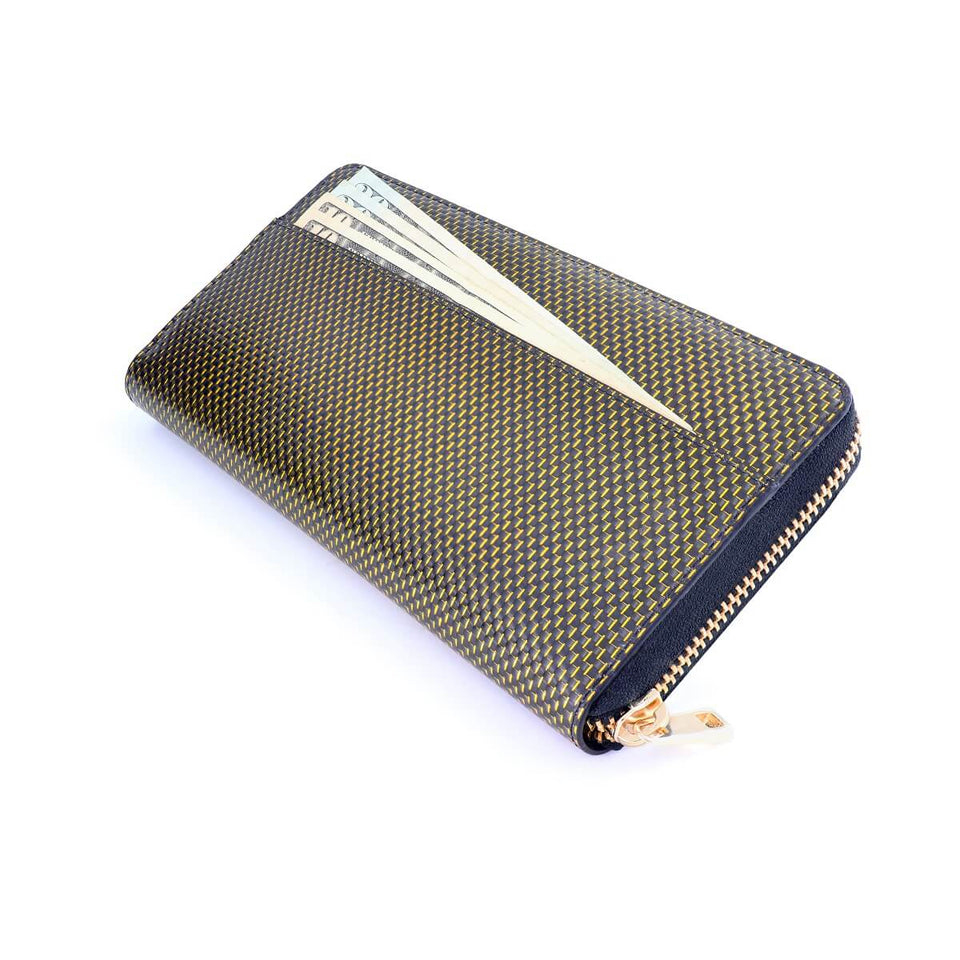 TE - Accordion Zip Around RFID Wallet for Women (Gold) - COLDFIRE
