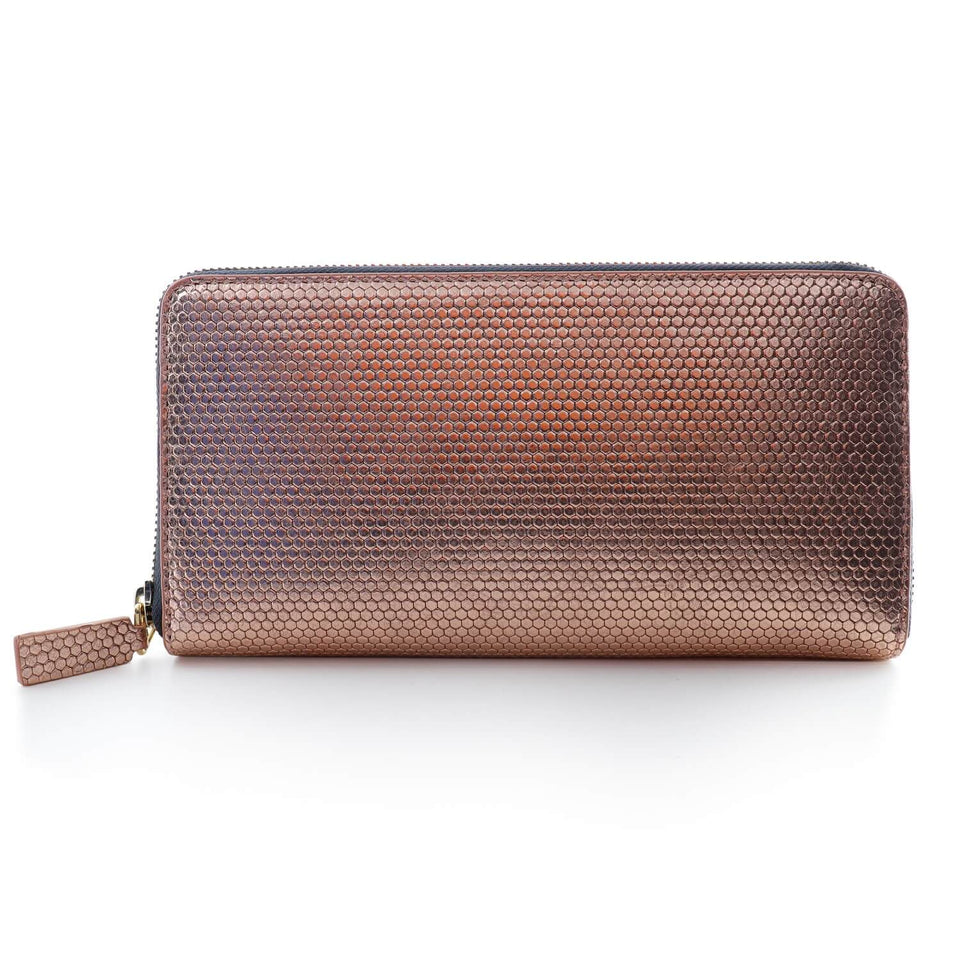 Women's Leather Zip Around Clutch Wallet - Rose Gold - Color Vibes - COLDFIRE
