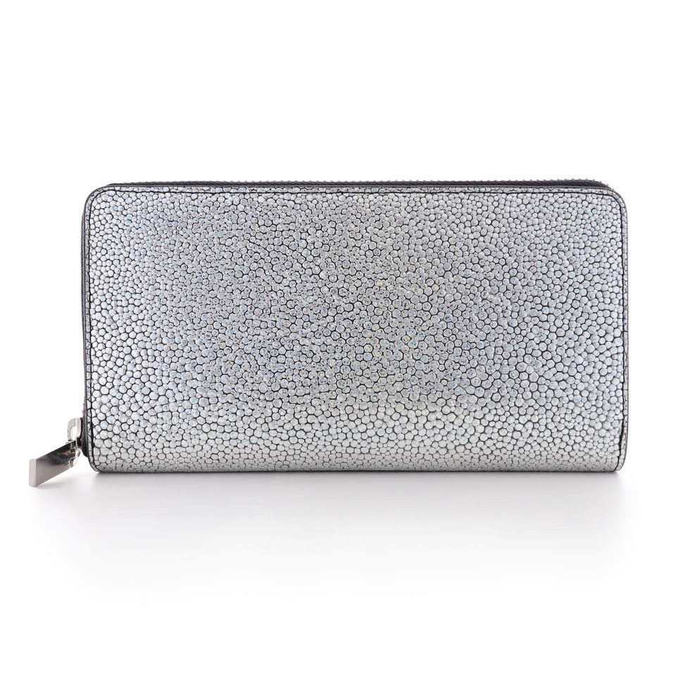 Women's Leather Zip Around Clutch Wallet - Silver - Color Vibes - COLDFIRE